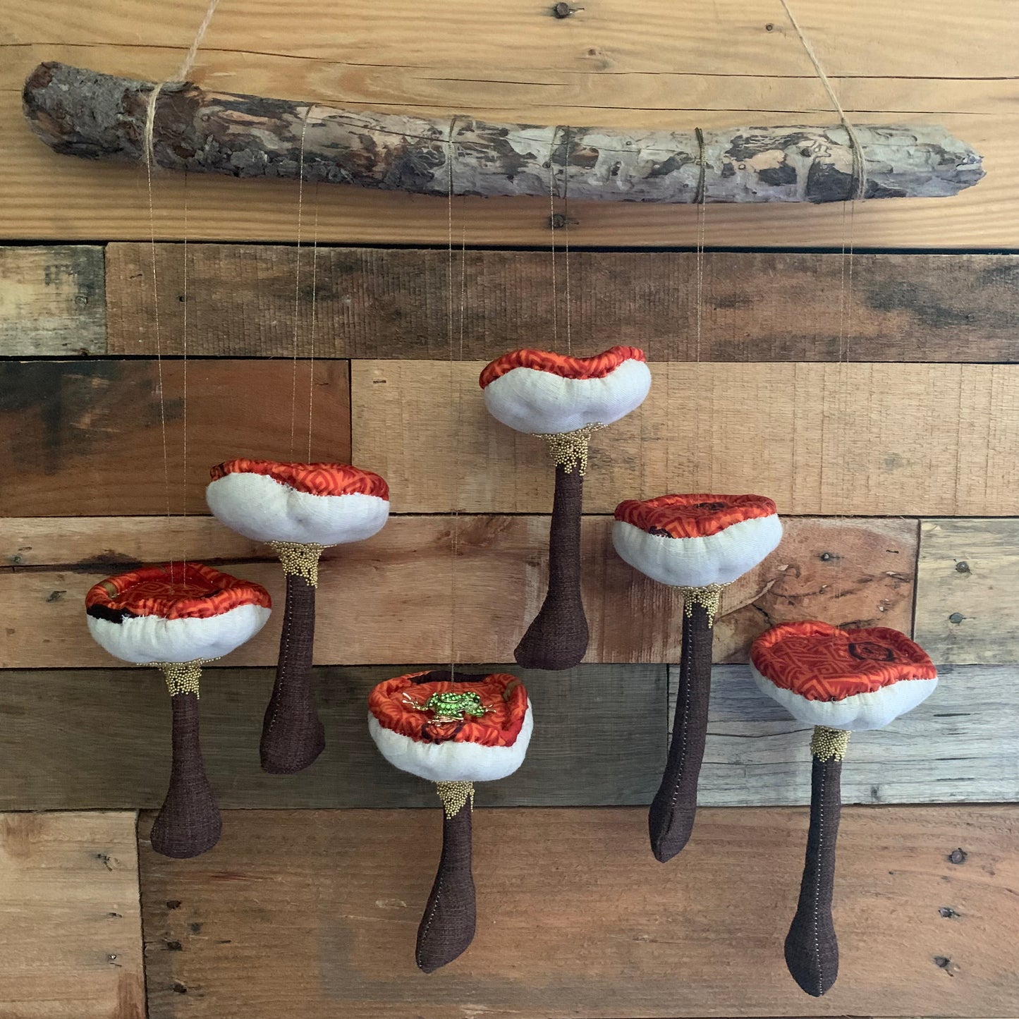 Orange Mushroom with Frog Mobile/ Wall Hanging